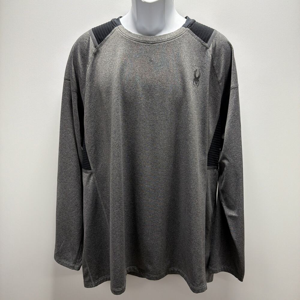 Spider Active Proweb Long Sleeve Shirt Mens XXL Gray Stretch Crew Neck Wicking